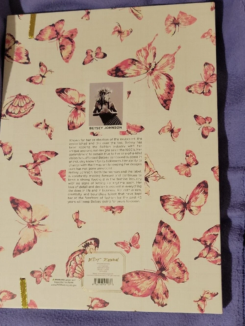 Betsey Johnson Pink Butterfly Padfolio with Gold Pen